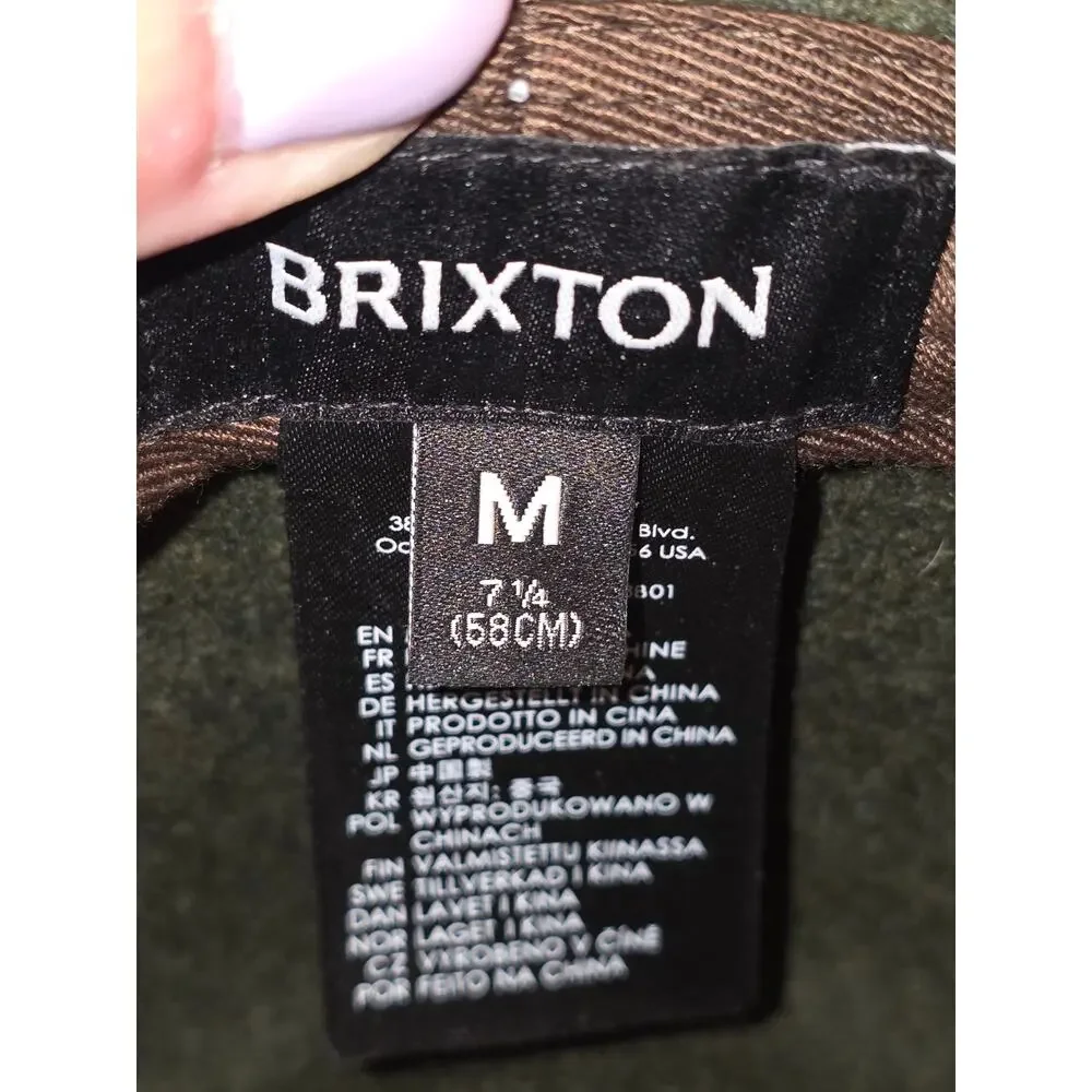 BRIXTON Wool Fedora Hat Leather Band 00212 M 7 1/4 (58 cm) -- Moss Green Western